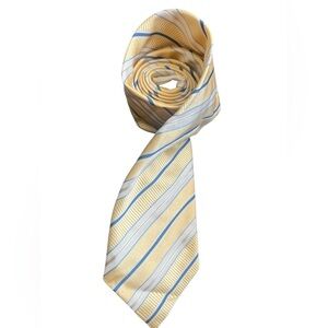 Canali silk tie made in Italy blue and yellow stripe summer spring colours luxe